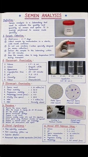 Semen Analysis Handwritten Notes |#SemenAnalysis #MLT #LabTechnician #DMLT #BMLT #MedicalLaboratory