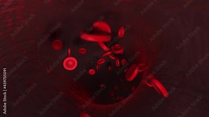 Realistic animation. red blood cells in the artery, flow inside the body, human health care. The circulatory system. Blood elements.3d rendering of red blood cells Stock Video