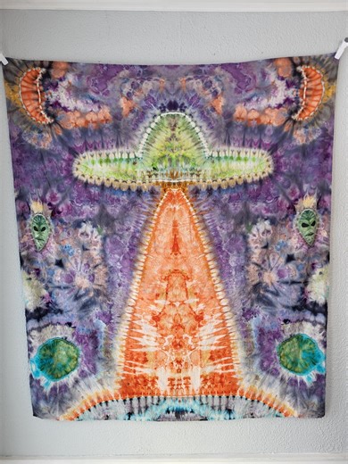 Large Alien Invasion Tapestry * Tie Dye Ice Dye Wall Art 60in X 70in - Etsy