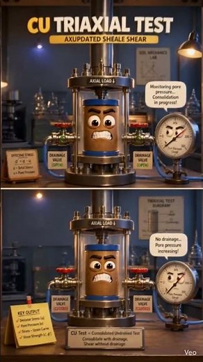 Geotechnical shear strength evaluation through UU, CU, and CD triaxial testing.