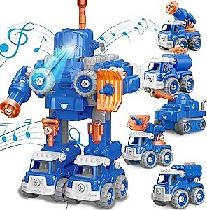 Toys for 6 Year Old Boys, 5-in-1 Transform Rescue Bots Toys, Take Apart Robot Toys for Kids 4, 5-7 8, STEM Robot Toys, Birthday Gifts for 4 5 6 7 8 Year Old Boys
