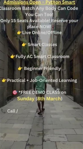 🔥 Coding seekhna chahte ho? Future IT me banana chahte ho?🚀 Python Smart Class – New Batch Starting!