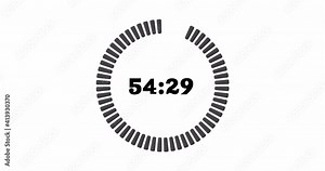 Countdown one minute animation from 60 to 0 seconds animation with milliseconds. Black 4k animation isolated on white background inkluded HD and SD