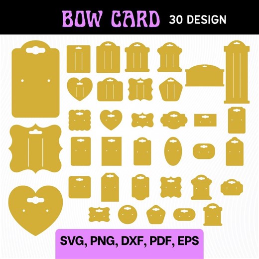 30 Bow Card Design Svg Png Pdf Eps Dxf Clipart File Instant Digital Download Earring Hairclip Holder Accessories Organizer Label Icon - Etsy