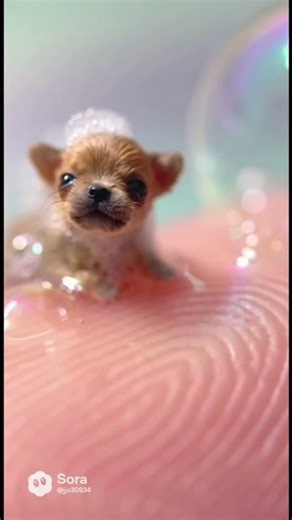 Micro Puppy Sitting on a Finger 🐶✨