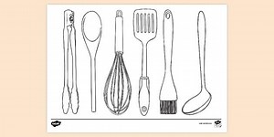 Cooking Utensils Colouring Page
