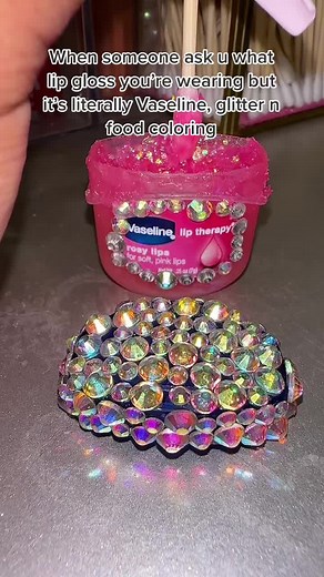 DIY Lip Gloss with Vaseline, Glitter, and Food Coloring