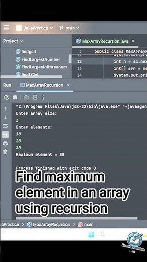 Find maximum element in an array using recursion#coding #max #number #recursion #array