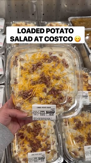 😋 New Loaded Potato Salad at Costco! It’s made with russet & red potatoes, sour cream & mayo, cheddar cheese, and bacon— it looks delicious! Get it for $3.99/lb #costco #potatosalad #loadedpotato | Costco Buys