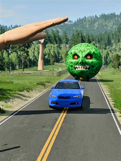 Cars & Ambulance Van vs Giant Hammer Crash in BeamNG Drive