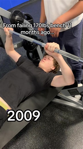Bench pr went up over 150lbs In less than a year 🥱‼️‼️#biggestnatty2009@.aiden.brah is the spotter #powerlifting #benchprogress #gymtok #creatorsearchinsights