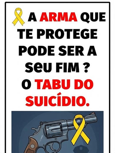 🎗️ A ARMA QUE TE PROTEGE PODE SER A Seu FIM? O TABU DO SUICÍDIO. A saúde mental do vigilante é urgente! Acesso à arma pressão = risco de suicídio. Não sofra calado. Entregar a arma e se tratar é ato de coragem. Cuide do seu parceiro QAP. Você não está sozinho! 👇 #SaudeMental #Vigilante #CVV188 #Vida #Seguranca #Vigilante #Respeito #LEI
