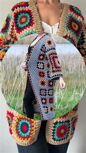 Gorgeous granny crochet square long cardigan designs ideas
