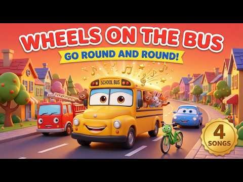 Wheels on the Bus | Go Round and Round Sing-Along + Vehicle Adventures | Kids Nursery Rhymes
