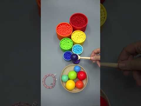 ✨Reverse Zen Art📿Calming Pearl,Crystal and Colorful Beads in Wood Cups #asmr #beads #dominogirl