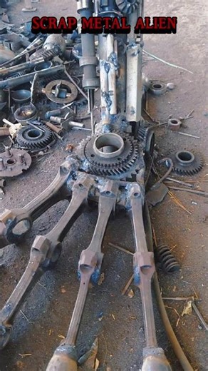 Stunning Alien from engine part, 220cm high xenormorph scrap sculpture #recycledart #sculpture