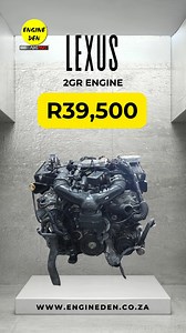 Lexus 2GR Engine (2004, Petrol, 3.5L, V6, DOHC 24V, 260–300 HP) – R39,500 Power meets precision with the Lexus 2GR — a refined 3.5L V6 built for smooth delivery and lasting performance. Ideal for drivers who value quiet strength and reliability under the bonnet. 📩 All contact links: https://linktr.ee/engineden (Offers valid while stocks last. E&OE. T&Cs apply.) #LexusEngine #V6Power #PerformanceEngine #EngineDen | EngineDen