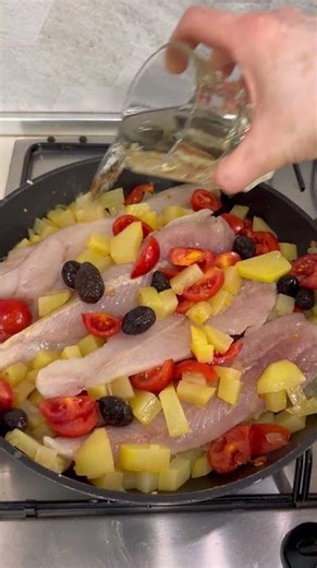 Pan-seared cod with potatoes, olives, and cherry tomatoes #thewarmtasteofthesouth