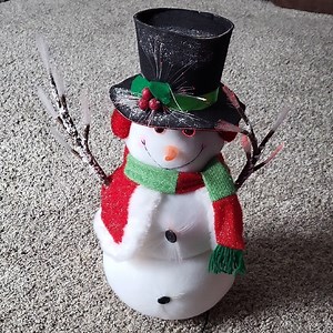 SALE--Festive Snowman Decoration With Fiber Optics And Moving Hat