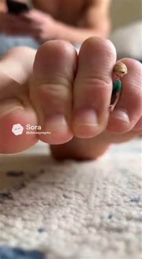 Tiny guys caught between giant male toes #feet #giant #tiny #macro #toes #stomp #foot