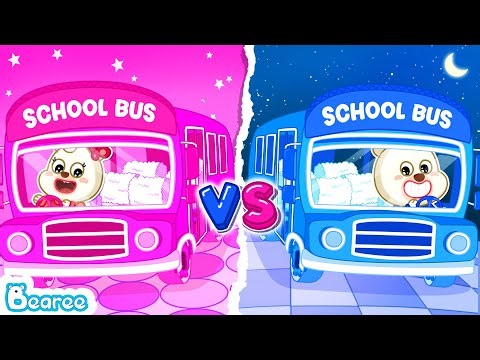 Pink vs Blue Cardboard Bus | Wheels on the bus 🐻 Bearee New Episodes