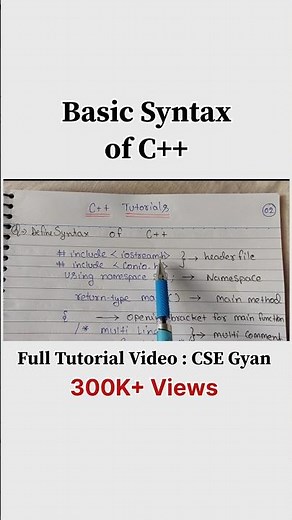 Learn the basic syntax of C++ in a simple and easy way 🔥