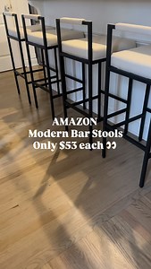Follow Comment STOOL for link! These modern bar stools are such an affordable option from Amazon. A set of two is only $106 currently ($53 a chair!). They come in this linen fabric and also come in a black pleather option (which would be a great option for those with kids!) #amazonhome #amazonfinds #barstool #affordablehomefinds #kitchenstool | Johnston Designs