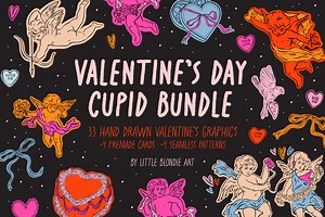 Valentine's Day Cupid Bundle, a Decorative Illustration by Little Blondie Art