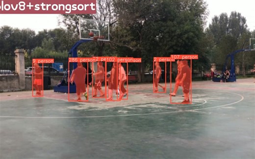 打篮球场景的视频自动分析（多目标检测 分割 跟踪），yolov8 strongsort reid