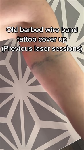 Barb Wire Tattoo Cover Up with Floral Feminine Tiger Tattoo