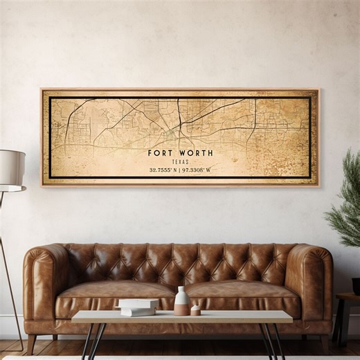 Fort Worth Texas Map Print: Panoramic Cityscape Poster or Canvas - Etsy