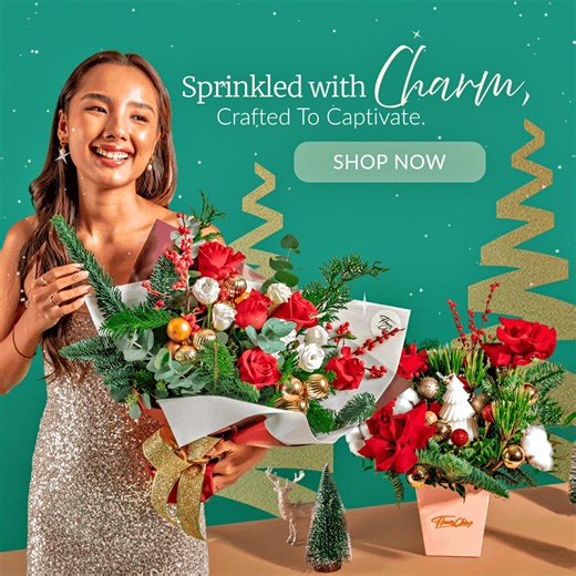 Cast a spell on their Christmas! ✨🎄 Our enchanting Christmas Cake Garden, flower bouquets, mini tree, flower boxes, delicious gift baskets & jars weave magic into every celebration. Create spellbinding moments they'll treasure! 🎁💐 Order now! | Flower Chimp