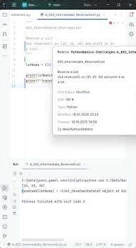 🗣️🎧: 🇨🇭 | 🧮 Basic Python - Challenges - "002_Intermediate_ReverseAList" | #python #education