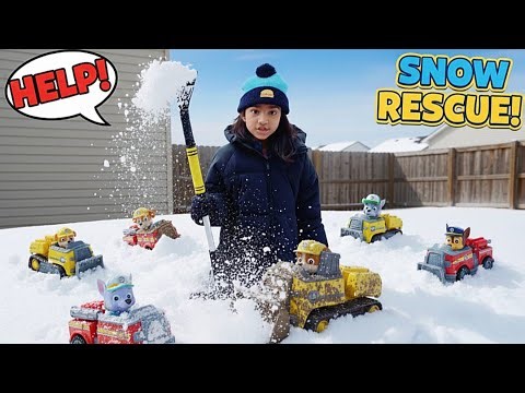 PAW PATROL SNOW RESCUE! Finding Buried Toys in Real Snow!
