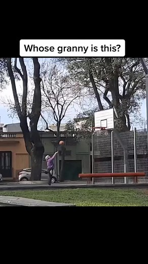 Elderly Woman Impresses with Basketball Skills