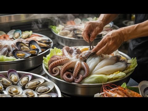 Unbelievable Amount of Seafood! 😱 Giant Korean-Style Seafood Stew | Korean Street Food