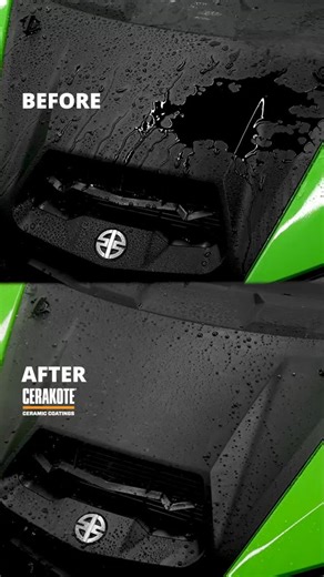 See the difference? 👀 Cerakote Professional locks in slickness and hydrophobic protection, while the uncoated side just holds water. That’s real ceramic performance 💦 #cerakote #cerakoteceramiccoatings #autodetailing #ceramiccoating #detailing | Cerakote Ceramic Coatings
