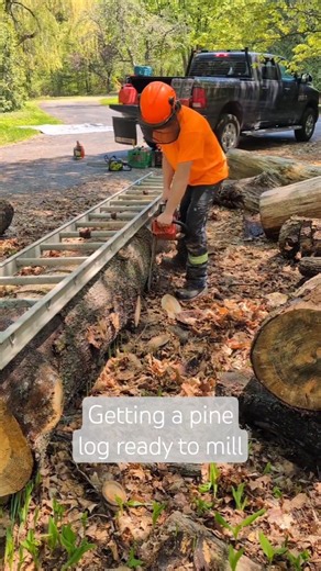 prepping a log to mill it