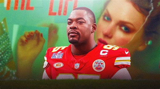 Chiefs' Chris Jones jams out to Taylor Swift at presser