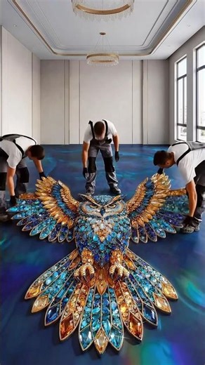 I Poured a Crystal Owl Into My Floor… 😱🦉 #shorts #epoxyfloor #crystalowl