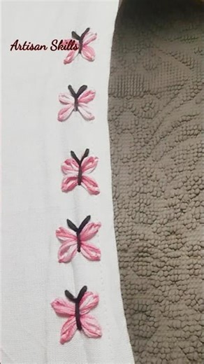 Beautiful butterfly 🦋 border hand embroidery design #shorts #embroidery #beginners #artisanskills