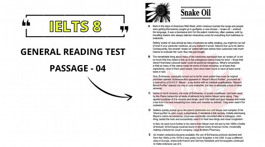 SNAKE OIL: Reading Answers & PDF – IELTS Progress