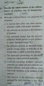 Molecular collision theory was proposed by Arrhenius... | Filo