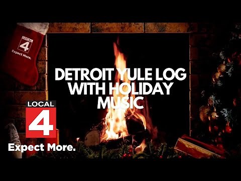 (12 HOURS) Christmas Fireplace Yule Log with Holiday Music From Detroit