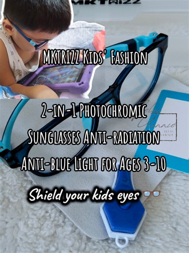 MKTRIZZ Kids' Fashion 2-in-1 Photochromic Sunglasses Anti-radiation Anti-blue Light for Ages 3-10 Unisex TR90 frame super soft with Free Case & Cloth #antiradiationglass #eyeglasses #eyeglassesforkids