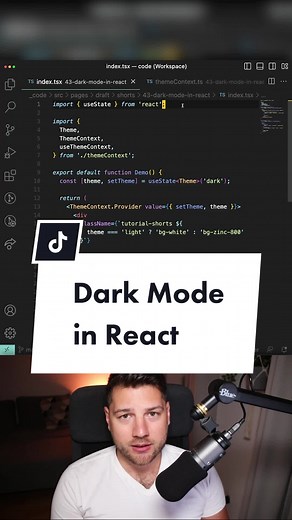 How to add dark mode to your React app #react #reactjs #reactjsdeveloper #programming #progammer #frontend #devtok #coding #code #codetok