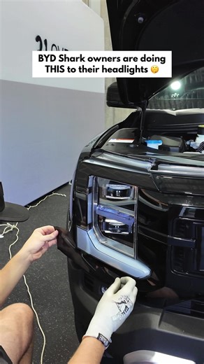 Tone down that harsh factory glare without losing functionality We create headlight and LED strip overlays designed specifically for the BYD Shark 6 – dark smoke tint that tones down harsh factory glare while adding a sleek finish. Still fully functional, just way better looking Find your Shark kit via link in bio 🔗 #bydshark #sharkheadlights #headlightoverlay #bydmods #sharkmods