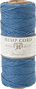 Hemptique 100% Hemp Cord Spool - 62.5 Meter Hemp String - Made with Love - No. 20 ~ 1mm Cord Thread for Jewelry Making, Macrame, Scrapbooking, DIY, & More - Dusty Blue