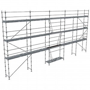 Echafaudage fixe de façade 128m² - Structure + Plancher + Plinthes - Garde-corps lisses - R200GCLB-128-SPP