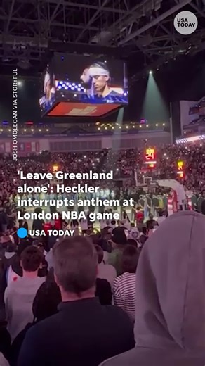 'Leave Greenland alone': A heckler interrupted the national anthem at a London NBA game in support of the country. #NBA #Greenland #donaldtrump